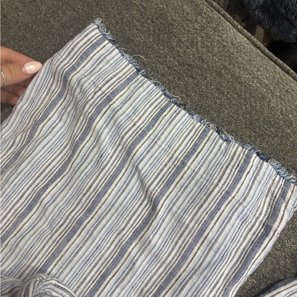 Cloth & Stone Size M Striped Linen Blend Tie Waist Wide Leg Pants - Picture 2 of 6